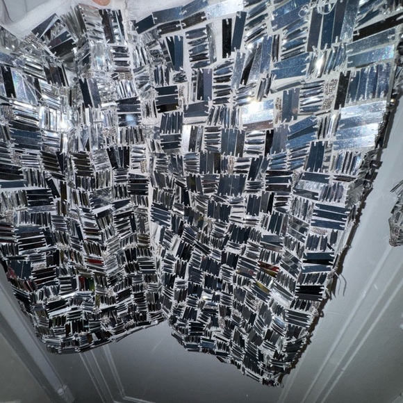 Worn once - ASOS Silver Sequin Long Sleeve Party Disco Dance Dress - Picture 9 of 12